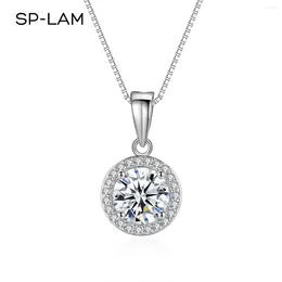 Hangers 1CT gecertificeerde Moissanite ketting wit verguld 925 sterling zilver briljant VVS Lab Diamond Collares Para Mujer