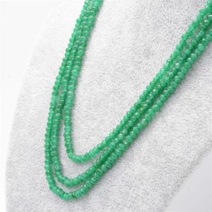 Pendentifs 2 Couleur 3 Rangées Pierre Naturelle 2X4mm Vert Aventurine/rubis Abacus Perles Collier De Mariage Bijoux Cadeau 17-19inchY669