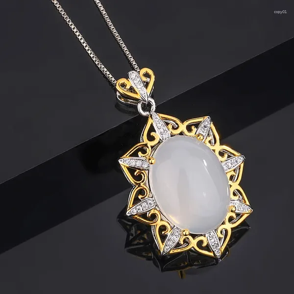 Pendentifs 20 15mm simulent le collier de jade hétien plaqué or jaune pendentif creux bijoux fins de luxe