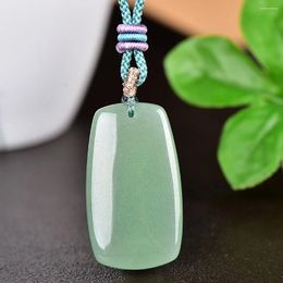 Pendants 20 34 mm authentique jades verts naturels pendentif vierge avec chaîne de corde Myanmar Jadeite Lucky Charms Collier pull d'amulets