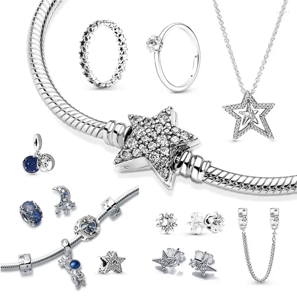 Pendentifs 2023 Bijoux Estrella Ensembles Plata De Ley 925 Fit Été DIY Perles Collier Boucles D'oreilles Bague Bracelets À Breloques Femmes Bijoux