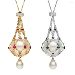 Colgantes 2024-925 Pearl Gemstone de perla ajustable plata colgante de metal intercambiable Metal trenza Collar collar de joyas Regalos