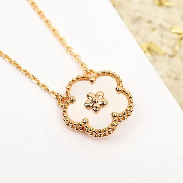 Pendentifs 2024 or Rose naturel blanc Fritillaria fleur de prunier collier pour femmes mode bijoux exquis