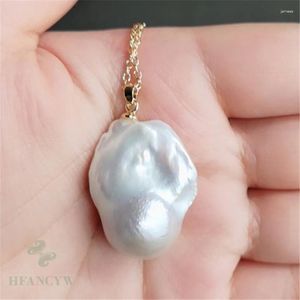 Pendants 21x23mm Collier de perle baroque blanc naturel 18 pouces Chaîne de cadeaux classique de mariage réel cultivé