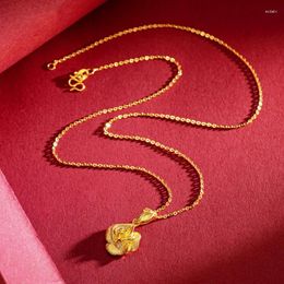 Colgantes de Color dorado de 24k para mujer, Collar de rosa para mujer, cadena de clavícula O, Collares para el cuello, regalos de cumpleaños a la moda