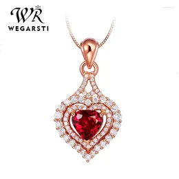 Pendants 3 Color Created Sapphire Heart Pendant Collier Silver Gemstone Choker State Women with Chain