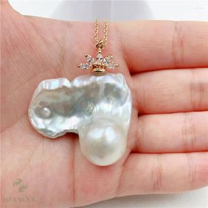 Pendants 32x38 mm blanc Natural Natural Baroque Pearl Collier 18 pouces Accessoires Chaîne Femmes Real Hang Bijoux