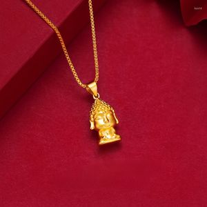 Pendentifs 3d couleur or dur Original paix doré bouddha pendentif collier pour femmes hommes colliers chaîne mariage fiançailles bijoux fins