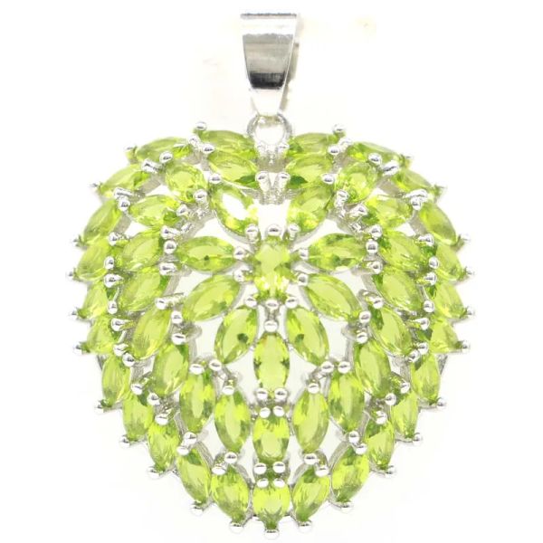 Colgantes 40x28 mm Nuevo diseño Peridoto verde Rico Aguamarina azul CZ Infinito Aniversario Colgante de plata