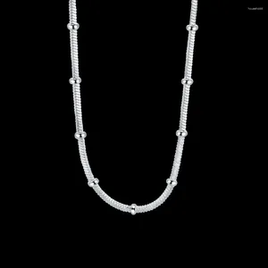 Pendentifs 45-60CM 925 chaîne de serpent en argent sterling beau collier de perles pour les femmes de luxe mode fête de mariage bijoux cadeaux