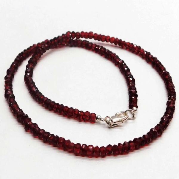 Pendentifs 4mm naturel facettes rubis grenat pierres précieuses collier de perles Taseel Inspiration chaîne Chakra élégant bracelet cadeau Chic