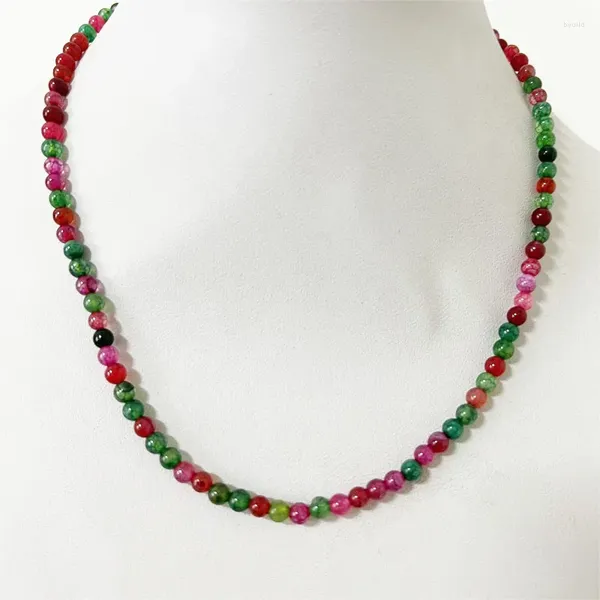 Colgantes de turmalina de 4MM, collar de Jade multicolor, gargantilla de piedra Natural, cuentas al por mayor, madre e hija, 40/45/50/55cm