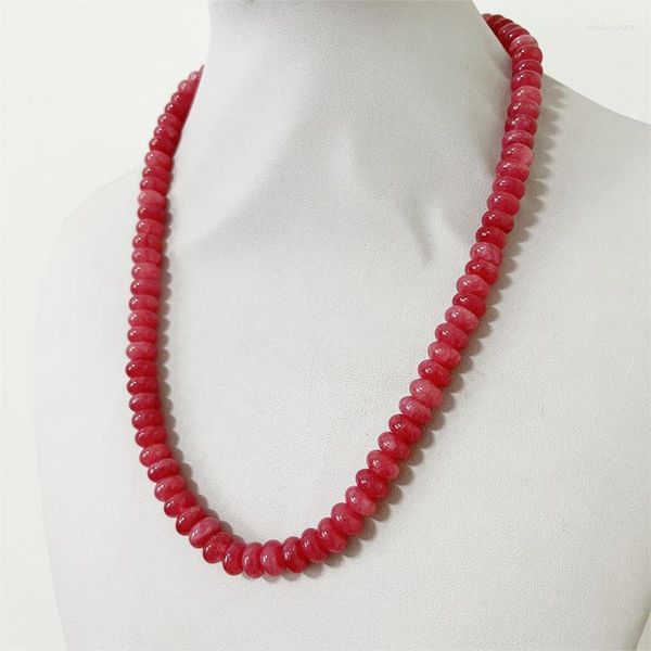 Pendentifs 5 8MM ovale rubis Jade collier rouge pierre naturelle tour de cou perles en gros mère fille 40/45/50/55 cm