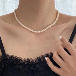 Pendentifs 6-7mm chaîne de perles collier ras du cou pour les femmes style vintage mariage amour bijoux à la mode en gros véritable culture d'eau douce naturelle