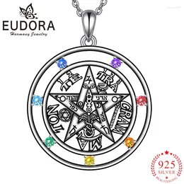 Hangers 7 Kleuren Chakra Tetragramaton Ketting Eudora 925 Sterling Zilveren Pentagram Amulet Hanger Guardian Star Mannen Vrouwen Sieraden