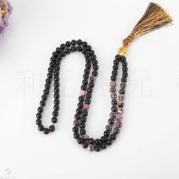 Pendentifs 8mm 108 naturel Mala Rose Quartz noir obsidienne collier de perles soulagement Inspiration de noël bénédiction manchette perlée guérison fantaisie