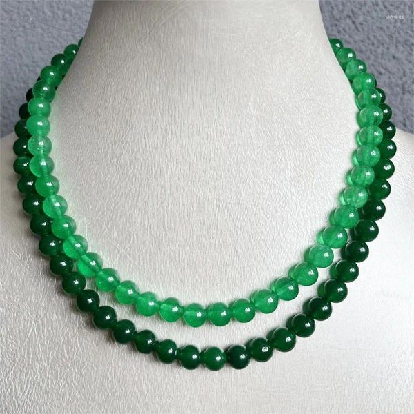 Pendentifs 8MM vert émeraude Jade collier élégant Simple vente boule ronde pierre naturelle bijoux de fête de mariage travail manuel