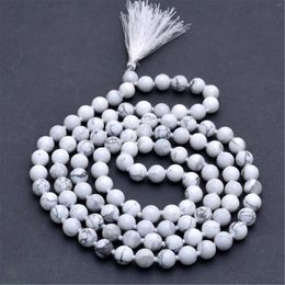 Pendentifs 8mm pierre de pin blanc naturel 108 perles glands collier bracelet spiritualité chanceux guérison Chakra à la main poignet manchette Reiki