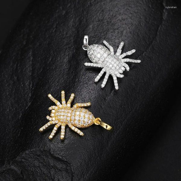 Pendentifs 925 argent véritable Moissanite araignée pendentif collier pour hommes femmes Hip Hop bijoux plaqué or 18K insectes colliers Pass