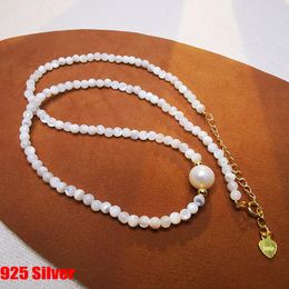 Hangers 925 Sliver Shell Bead Choker Summer Fashion Cettions for Women Boho Jewelry Natural Freshwater Pearls