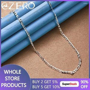 Hangers 925 Sterling Silver 16/18/20/22/24/26/28/30 inch 4mm Flat Chain Necklace for Women Men Men Mode Luxe Designer Sieraden Gift