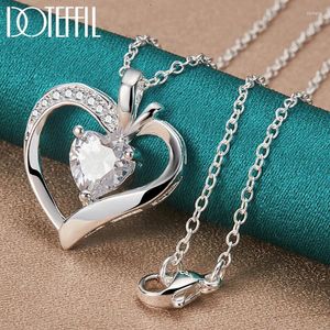 Pendentifs 925 en argent Sterling 16-30 pouces chaîne Zircon coeur pendentif collier pour femme mariage fiançailles charme bijoux