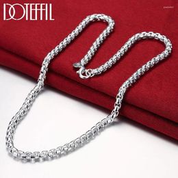 Hangers 925 Sterling Zilver 5mm Ronde Box Chain 18/20/24 Inch Ketting Voor Vrouw Mannen Mode bruiloft Engagement Charm Sieraden