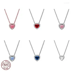 Pendants 925 STERLING Silver Classic colored Zircon Series Love Collier Fit Original Design Jewelry Ladies Gift DIY For Friend