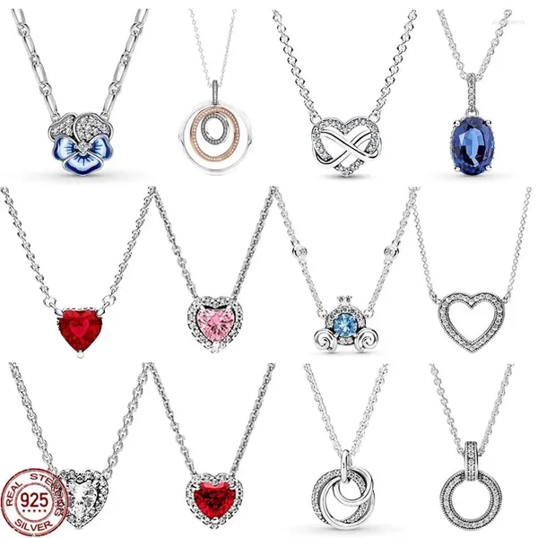 Pendants 925 argent sterling argent classique en forme de coeur en forme de coeur à la citrouille ovale collier de pension