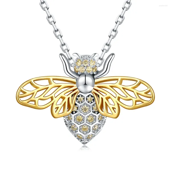 Colgantes Collar de abeja de plata de ley 925 con colgante de circón, joyería de cumpleaños, regalos de Navidad para mujeres, hija, mamá, esposa