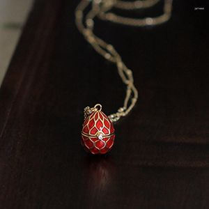 Pendentifs 925 Sterling Silver Faberge Egg Médaillon Pendentif Pour Femmes Chandail Collier Fête De Pâques Cosplay Props Bijoux Filles Cadeaux De Noël