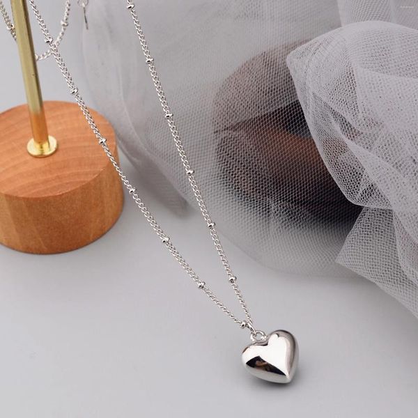 Colgantes de Plata de Ley 925, Gargantilla con cadena de corazón, collar para mujeres y hombres, joyería fina ancha, regalo de cumpleaños para fiesta de boda