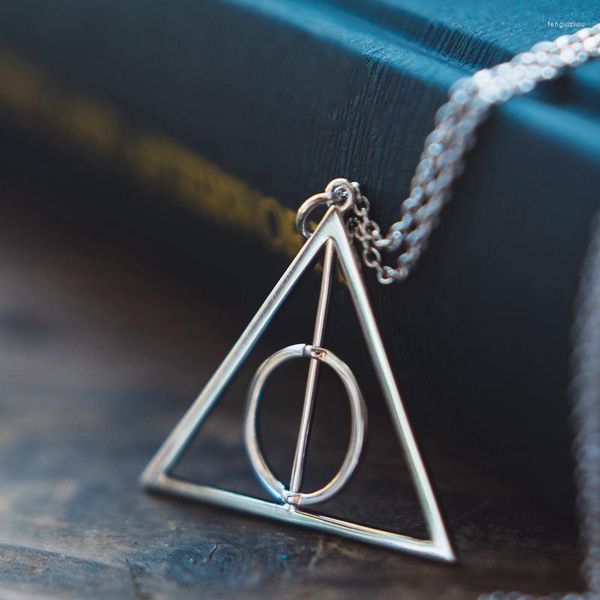 Colgantes Plata de ley 925 HP Potters Película Cosplay Reliquias de la muerte Collar Colgante Accesorio de joyería para mujeres Hombres Fans Colección Regalo