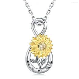 Pendentifs 925 argent Sterling infini Spinner tournesol pendentif collier bijoux anniversaire fête des mères cadeau pour femmes fille mère fille