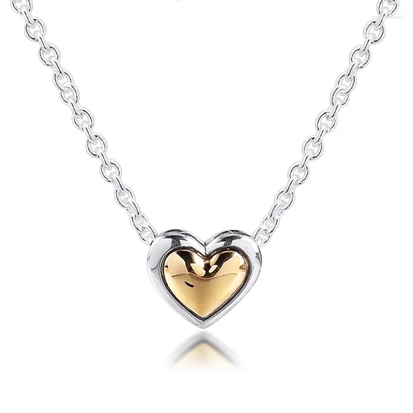 Pendentifs en argent Sterling 925, bijoux en forme de dôme en or véritable 14 carats, collier en forme de cœur pour femmes, cadeau à la mode