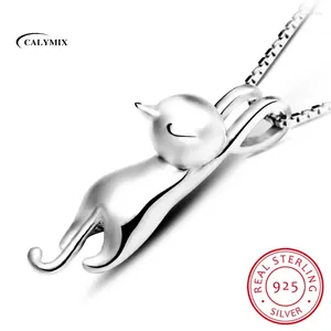 Pendentifs 925 bijoux en argent Sterling mode coréenne Simple Animal mignon Kitty clavicule chaîne pendentif chat colliers H3