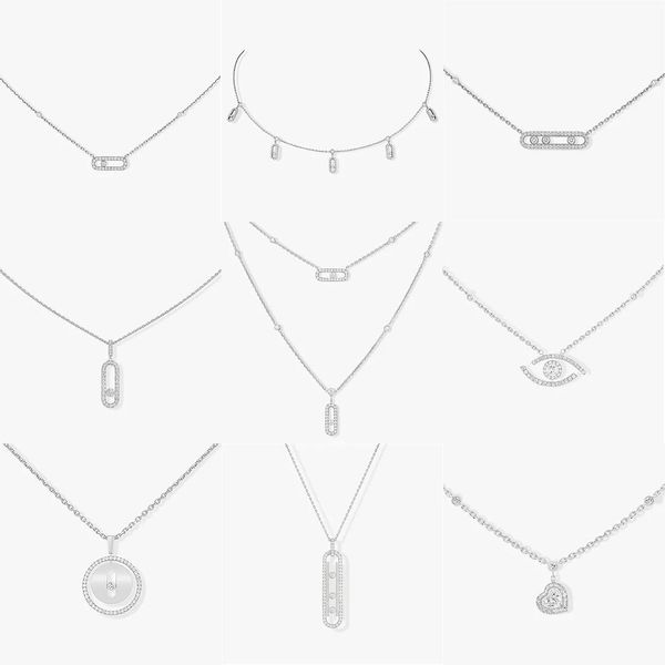 Colgantes Plata de ley 925 Joyería de lujo Colgante de diamantes Colección de collares para mujer.Diamantes en movimiento.Regalos de alta gama