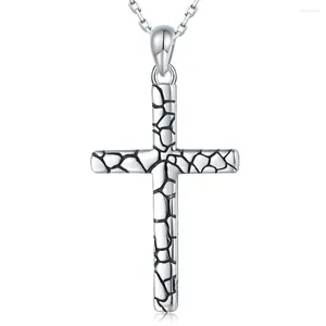 Pendentifs 925 argent Sterling marbre Texture croix collier chrétien pendentif inspirant religieux bijoux cadeaux pour femmes adolescentes filles