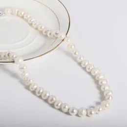Colgantes Collar de perlas de arroz de agua dulce natural de plata esterlina 925 para regalo de joyería de mamá y mujer