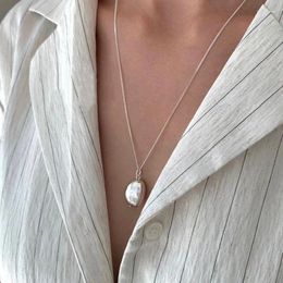 Pendentifs 925 collier en argent Sterling haricot irrégulier Simple pendentif Punk géométrique pour femmes fille bijoux cadeau goutte en gros