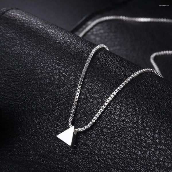 Pendentifs 925 en argent Sterling collier boîte chaîne Simple géométrie Triangle pendentif pour les femmes mode fête mariage accessoires bijoux cadeau