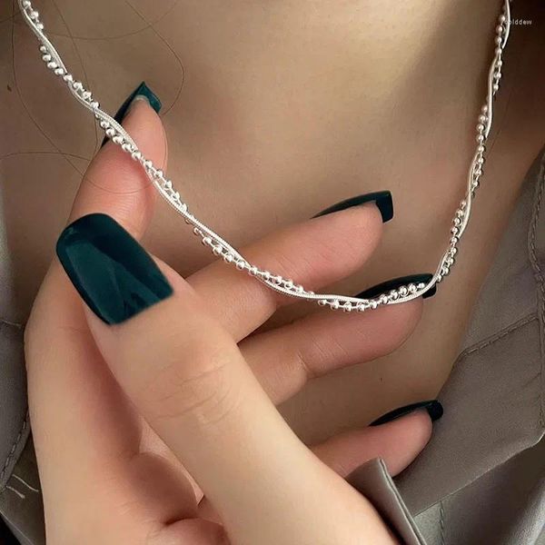 Pendants 925 Collier en argent sterling Double couches Choker Baided Braid Geométrique pour femmes Bijoux Girl Gift Drop Wholesale