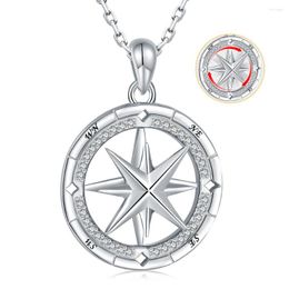 Hangers 925 Sterling Silver Star Compass Spinning -kettingen gaan in de richting van uw dromen Inspirerende sieradengeschenken voor vrouwelijke mannen