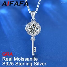 Pendentifs AIFAFA réel 1 D couleur Moissanite clé pendentif collier pour femmes S925 en argent Sterling cou chaîne bijoux passer diamant Test