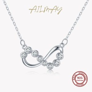 Colgantes Ailmay 100% Plata de Ley 925 romántico amor infinito pequeña burbuja brillante CZ collar para mujer joyería del Día de San Valentín