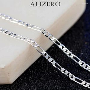 Hangers Alizero 925 Sterling Silver 2mm Sideways Flat Chain 16/18/20/22/24/26/28/30 inch ketting voor vrouwen man bruiloft mode sieraden