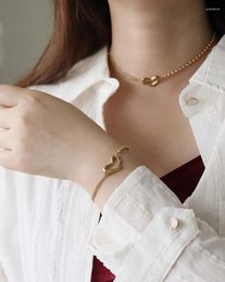 Pendants Amaiyllis 18k Gold Branch Texture Love Heart Choker Collier Hollow Out Bracelet de chaîne de perles rondes pour femme