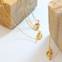 Pendentifs Amaiyllis 18K or Simple mode Niche nouée coeur amour clavicule chaîne pendentif collier bijoux pour femmes