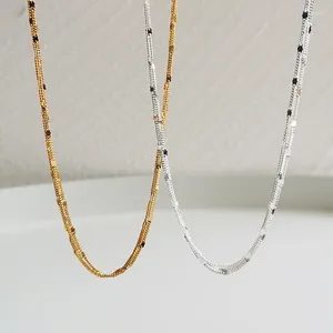 Pendentifs Amaiyllis S925 en argent Sterling multi-couches, chaîne de clavicule, collier à la mode, bijoux ras du cou Figaro