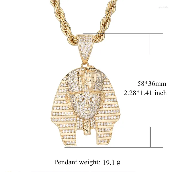 Pendentifs Arrivée Hip Hop 14k Plaqué Or Pharaon Égyptien Zircon Cuivre Pendentif Charme Collier